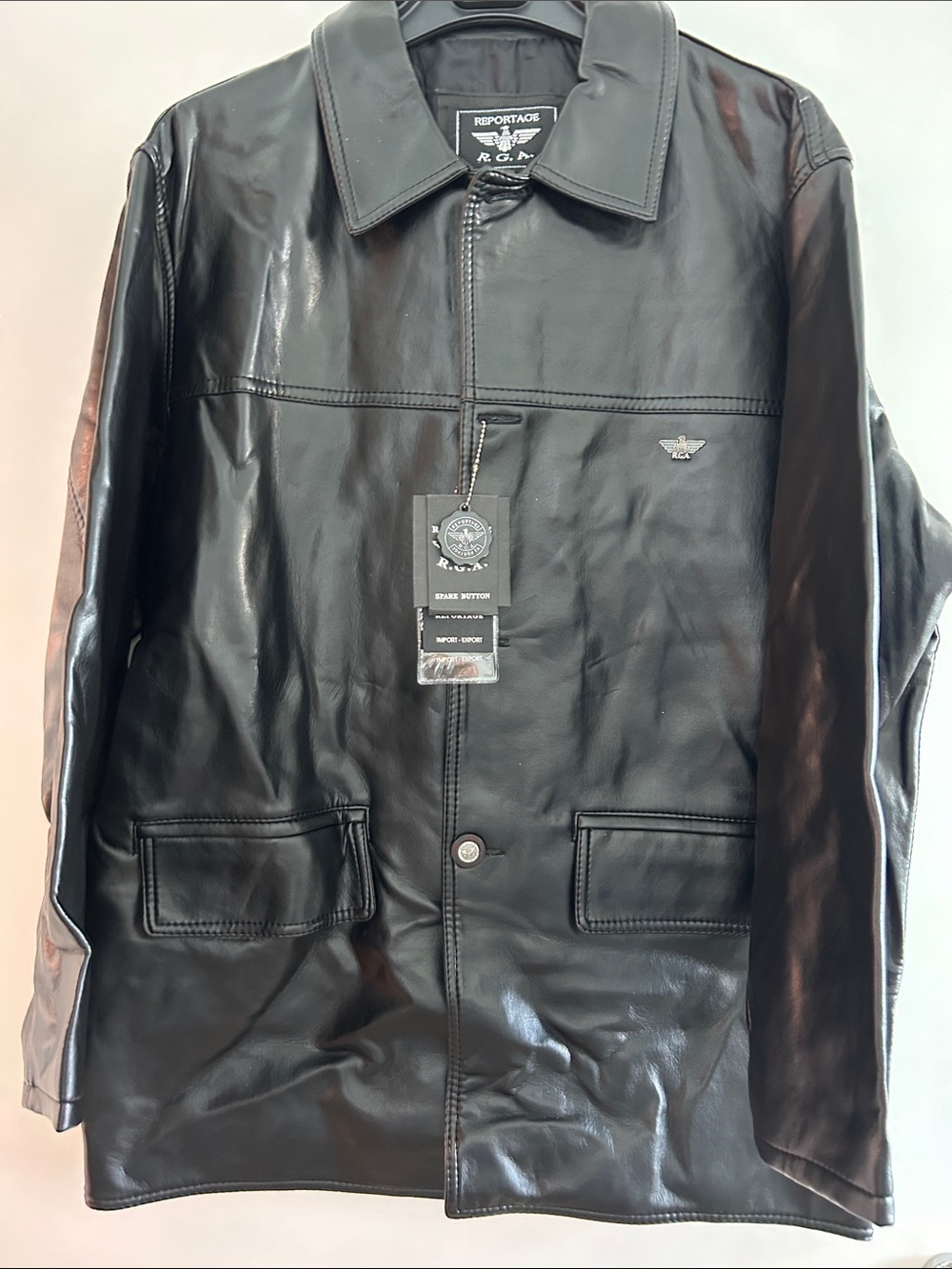 Report Black Leather Bomber Jacket